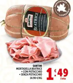 Deco Supermercati Santini mortadella beatrice, con pistacchio, senza pistacchio offerta