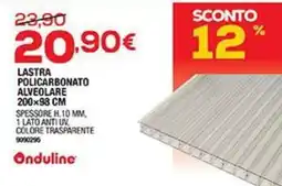 Bricofer Lastra policarbonato alveolare 200x98 cm offerta