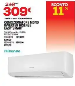 Bricofer Condizionatore mono inverter hisense easy smart offerta