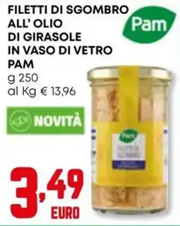 Kanguro Filetti di sgombro all'olio di girasole in vaso di vetro PAM offerta