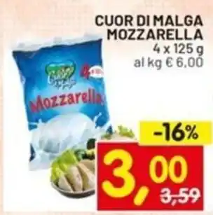 Centro Commerciale Discount Cuor di malga mozzarella offerta