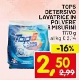 Centro Commerciale Discount Top5 detersivo lavatrice in polvere b misurini offerta