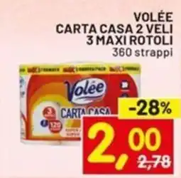 Centro Commerciale Discount Volée carta casa 2 veli 3 maxi rotoli 360 strappi offerta