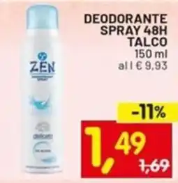 Centro Commerciale Discount Deodorante spray 48H talco offerta