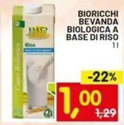 Centro Commerciale Discount Bioricchi bevanda biologica a base di riso offerta