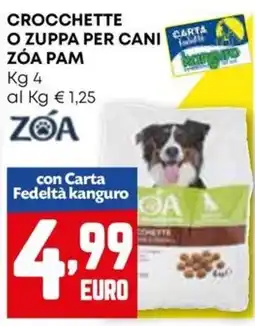 Kanguro Crocchette o zuppa per cani carta zóa PAM offerta