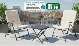 Happy Casa Tavolo con top in vetro e 2 poltrone offerta