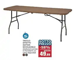 Happy Casa Tavolo effetto rattan richiudibile offerta