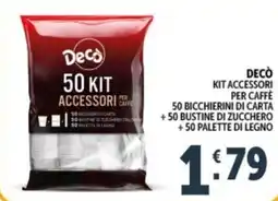 Deco Supermercati Decò kit accessori per caffè 50 bicchierini di carta offerta