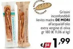 Maxi Supermercati Grissini inconfondibili lievito madre DE MORI all'acqua/all'olio extra vergine di oliva offerta
