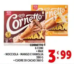 Deco Supermercati Cornetto 6 coni, max, cuore di cacao offerta