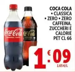 Deco Supermercati Coca cola, classica, zero, zero caffeina, zuccheri é calorie offerta