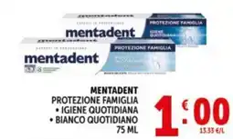 Deco Supermercati Mentadent protezione famiglia, igiene quotidiana, bianco quotidiano offerta