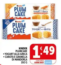 Deco Supermercati Kinder plumcake, yogurt alla greca, carota e granella di mandorla offerta