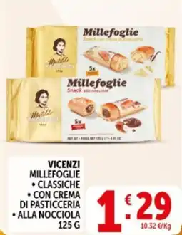 Deco Supermercati Vicenzi millefoglie, classiche, con crema di pasticceria, alla nocciola offerta