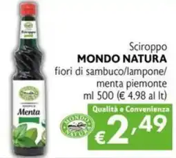 Maxi Supermercati Sciroppo MONDO NATURA fiori di sambuco/lampone/menta piemonte offerta