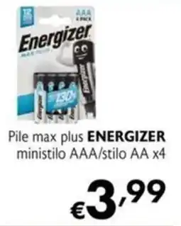Maxi Supermercati Pile max plus ENERGIZER ministilo AAA/stilo AA x4 offerta