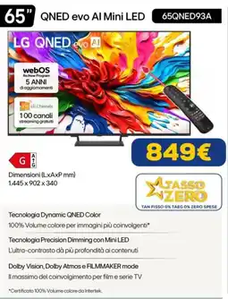 Euronics LG QNED evo Al Mini LED 65QNED93A offerta