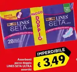 Maxi Supermercati Assorbenti pacco doppio LINES SETA ULTRA offerta