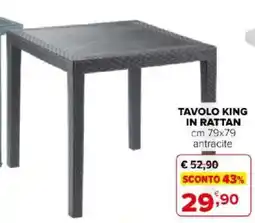 Iperal Tavolo king in rattan cm 79x79 antracite offerta