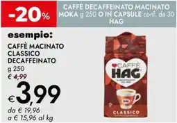 Bennet Caffè macinato classico decaffeinato offerta