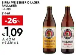 Bennet Birra weissbier o lager PAULANER offerta