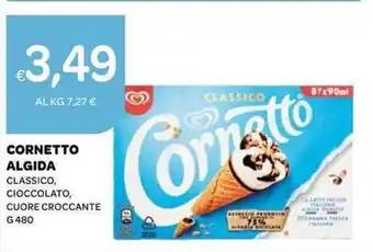Ekom Cornetto Algida Classico, Cioccolato, Cuore Croccante 480 g offerta