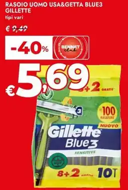 Bennet Rasoio uomo usa&getta BLUE3 GILLETTE offerta
