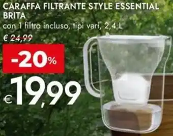 Bennet Caraffa filtrante style essential brita offerta