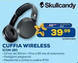 Euronics Skullcandy CUFFIA WIRELESS ICON 180 offerta