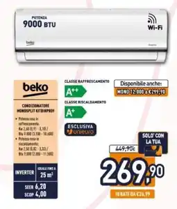 Unieuro beko CONDIZIONATORE MONOSPLIT KITBIHPRO9 offerta