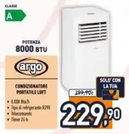 Unieuro Argo condizionatore portatile luft offerta