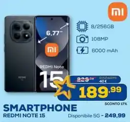 Euronics SMARTPHONE REDMI NOTE 15 offerta