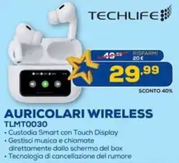 Euronics TECHLIFE AURICOLARI WIRELESS TLMT0030 offerta