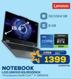 Euronics Lenovo NOTEBOOK LOQ 15IRX10 83JEOODKIX offerta