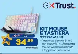 Euronics GXTrust KIT MOUSE ETASTIERA GXT 794W 3IN1 offerta