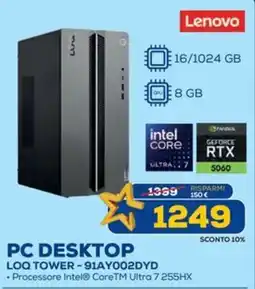 Euronics Lenovo PC DESKTOP LOQ TOWER-91AY002DYD offerta