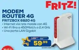 Euronics MODEM ROUTER 4G FRITZBOX 6820 4G offerta