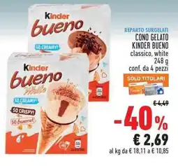 Conad Cono gelato KINDER BUENO classico, white offerta