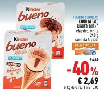 Cono gelato KINDER BUENO classico, white