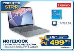 Euronics Lenovo NOTEBOOK IDEAPAD SLIM 3 83K100V7IX offerta