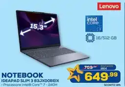 Euronics Lenovo NOTEBOOK IDEAPAD SLIM 3 83JX0OBEIX offerta