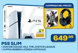 Euronics SONY PS5 slim + suicide squad: kill the justice league +cuffia bigben licenza ufficiale offerta