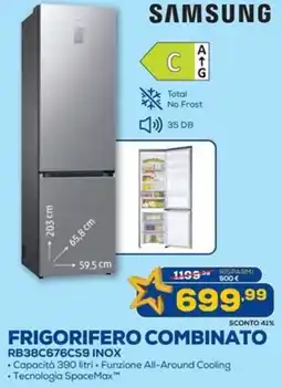 Euronics SAMSUNG FRIGORIFERO COMBINATO RB38C676CS9 INOX offerta