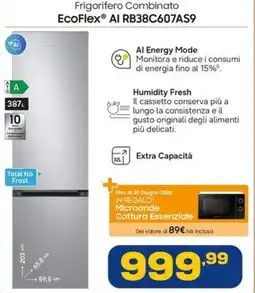 Euronics SAMSUNG Frigorifero Combinato EcoFlex Al RB38C607AS9 offerta