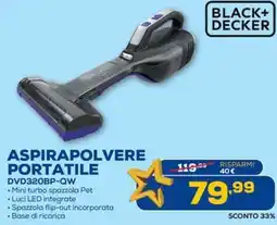 Euronics BLACK+ DECKER ASPIRAPOLVERE PORTATILE DVD320BP-QW offerta