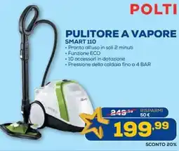 Euronics Polti pulitore a vapore smart 110 offerta