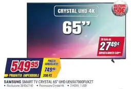 Trony SAMSUNG SMART TV CRYSTAL 65" UHD UE65U7000FUXZT offerta