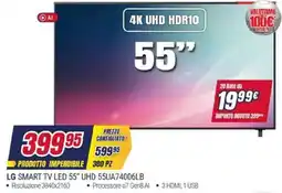 Trony LG SMART TV LED 55" UHD 55UA74006LB offerta