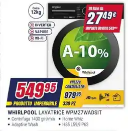 Trony WHIRLPOOL LAVATRICE WPM27WADSIT offerta